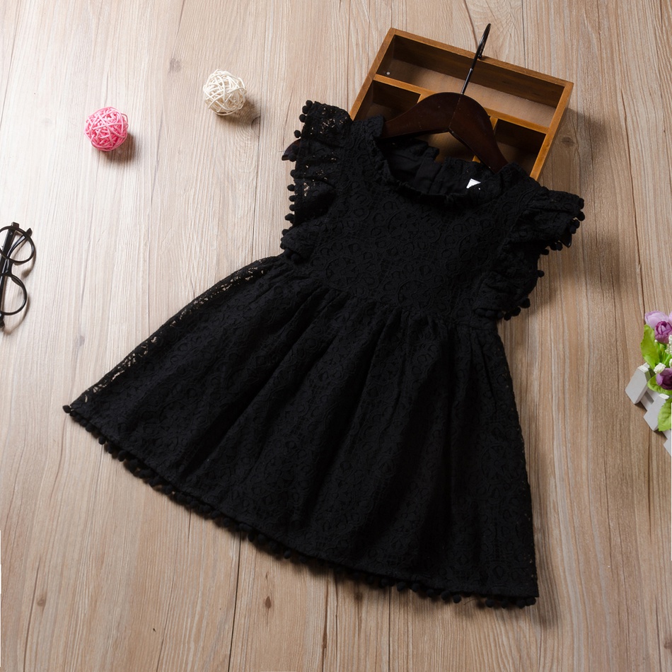 Baby / Toddler Lace Hollow Out Pompon Decor Dress